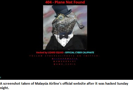 Malaysia Airlines site hacked by `Cyber Caliphate`